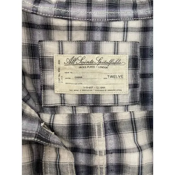 Allsaints Spitalfields Parson Button Down Plaid Women Shirt Size 8 Western Rodeo - Picture 9 of 13